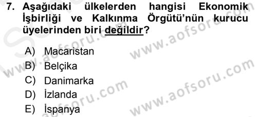 Uluslararası Ekonomik Kuruluşlar Dersi 2017 - 2018 Yılı (Final) Dönem Sonu Sınav Soruları 7. Soru