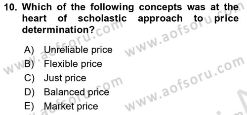 History Of Economic Thought Dersi 2023 - 2024 Yılı (Vize) Ara Sınavı 10. Soru