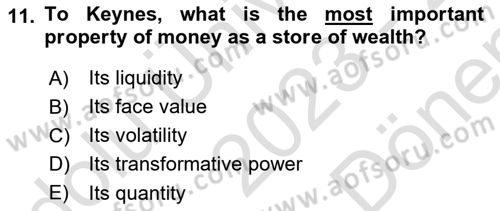 History Of Economic Thought Dersi 2023 - 2024 Yılı (Final) Dönem Sonu Sınav Soruları 11. Soru