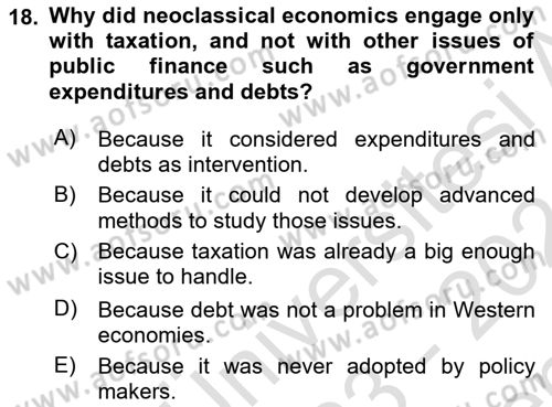 History Of Economic Thought Dersi 2023 - 2024 Yılı (Final) Dönem Sonu Sınav Soruları 18. Soru