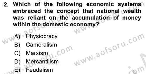 History Of Economic Thought Dersi 2023 - 2024 Yılı (Final) Dönem Sonu Sınav Soruları 2. Soru