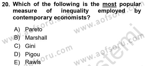 History Of Economic Thought Dersi 2023 - 2024 Yılı (Final) Dönem Sonu Sınav Soruları 20. Soru