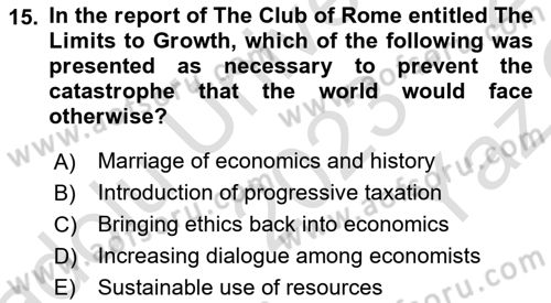 History Of Economic Thought Dersi 2023 - 2024 Yılı Yaz Okulu Sınav Soruları 15. Soru