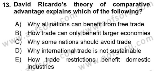 History Of Economic Thought Dersi 2024 - 2025 Yılı (Vize) Ara Sınav Soruları 13. Soru