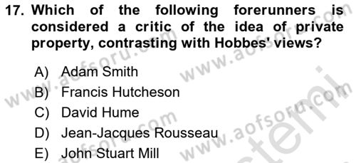 History Of Economic Thought Dersi 2024 - 2025 Yılı (Vize) Ara Sınav Soruları 17. Soru