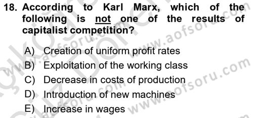 History Of Economic Thought Dersi 2024 - 2025 Yılı (Vize) Ara Sınav Soruları 18. Soru