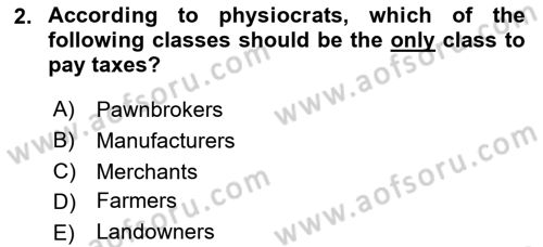 History Of Economic Thought Dersi 2024 - 2025 Yılı (Vize) Ara Sınav Soruları 2. Soru