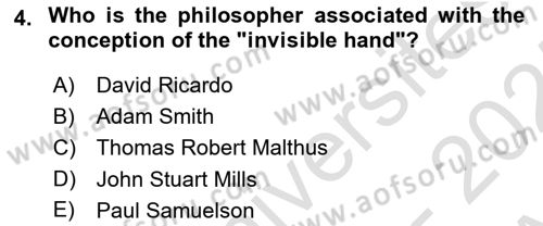 History Of Economic Thought Dersi 2024 - 2025 Yılı (Vize) Ara Sınav Soruları 4. Soru