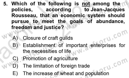 History Of Economic Thought Dersi 2024 - 2025 Yılı (Vize) Ara Sınav Soruları 5. Soru