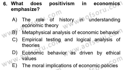 History Of Economic Thought Dersi 2024 - 2025 Yılı (Vize) Ara Sınav Soruları 6. Soru