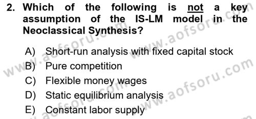 History Of Economic Thought Dersi 2024 - 2025 Yılı (Final) Dönem Sonu Sınav Soruları 2. Soru