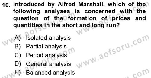 History Of Economic Thought Dersi 2024 - 2025 Yılı Yaz Okulu Sınav Soruları 10. Soru