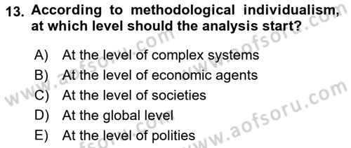 History Of Economic Thought Dersi 2024 - 2025 Yılı Yaz Okulu Sınav Soruları 13. Soru