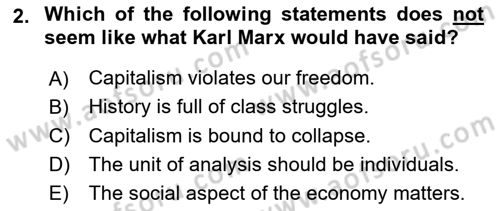 History Of Economic Thought Dersi 2024 - 2025 Yılı Yaz Okulu Sınav Soruları 2. Soru