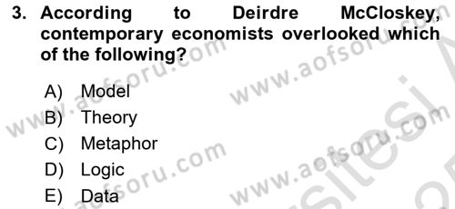 History Of Economic Thought Dersi 2024 - 2025 Yılı Yaz Okulu Sınav Soruları 3. Soru