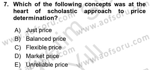 History Of Economic Thought Dersi 2024 - 2025 Yılı Yaz Okulu Sınav Soruları 7. Soru