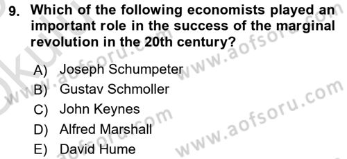 History Of Economic Thought Dersi 2024 - 2025 Yılı Yaz Okulu Sınav Soruları 9. Soru