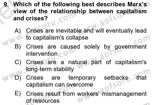 History Of Economic Thought Dersi 2025 - 2026 Yılı (Vize) Ara Sınav Soruları 9. Soru