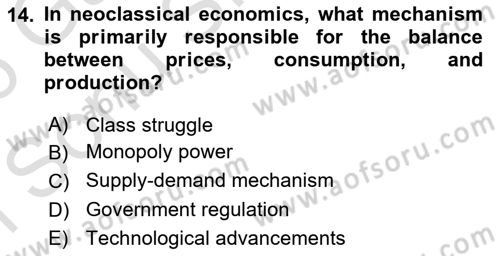 History Of Economic Thought Dersi 2025 - 2026 Yılı (Final) Dönem Sonu Sınav Soruları 14. Soru