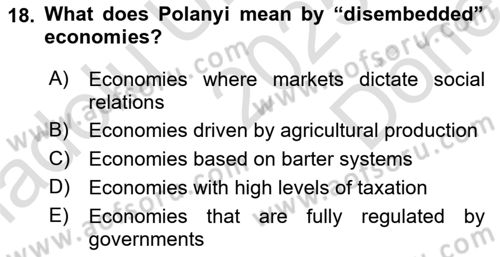 History Of Economic Thought Dersi 2025 - 2026 Yılı (Final) Dönem Sonu Sınav Soruları 18. Soru