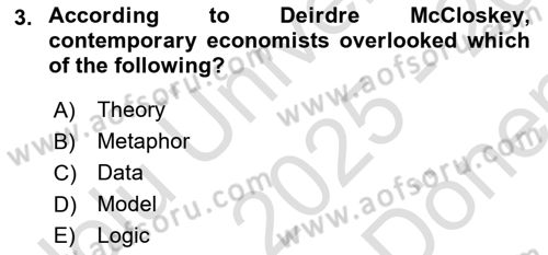 History Of Economic Thought Dersi 2025 - 2026 Yılı (Final) Dönem Sonu Sınav Soruları 3. Soru