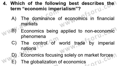 History Of Economic Thought Dersi 2025 - 2026 Yılı (Final) Dönem Sonu Sınav Soruları 4. Soru