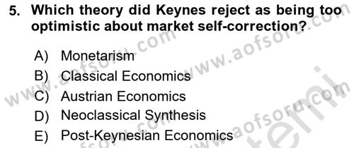 History Of Economic Thought Dersi 2025 - 2026 Yılı (Final) Dönem Sonu Sınav Soruları 5. Soru