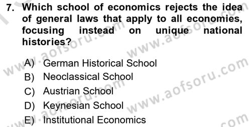 History Of Economic Thought Dersi 2025 - 2026 Yılı (Final) Dönem Sonu Sınav Soruları 7. Soru