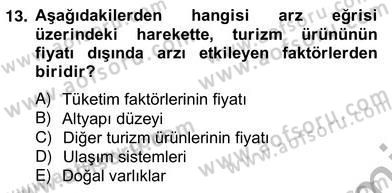 Turizm Ekonomisi Dersi Ara Sınavı Deneme Sınav Soruları 13. Soru