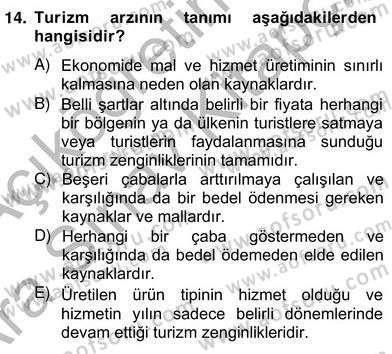 Turizm Ekonomisi Dersi 2012 - 2013 Yılı (Vize) Ara Sınav Soruları 14. Soru
