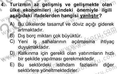 Turizm Ekonomisi Dersi Ara Sınavı Deneme Sınav Soruları 4. Soru