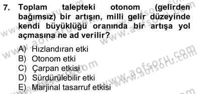 Turizm Ekonomisi Dersi Ara Sınavı Deneme Sınav Soruları 7. Soru