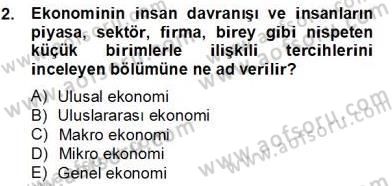 Turizm Ekonomisi Dersi 2012 - 2013 Yılı (Final) Dönem Sonu Sınav Soruları 2. Soru