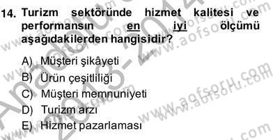 Turizm Ekonomisi Dersi Ara Sınavı Deneme Sınav Soruları 14. Soru
