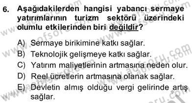 Turizm Ekonomisi Dersi Ara Sınavı Deneme Sınav Soruları 6. Soru