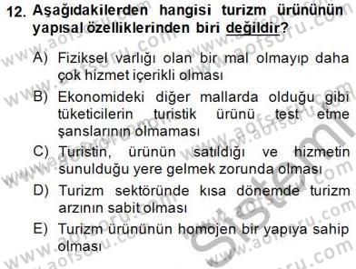 Turizm Ekonomisi Dersi Ara Sınavı Deneme Sınav Soruları 12. Soru