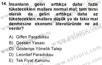 Turizm Ekonomisi Dersi 2014 - 2015 Yılı (Final) Dönem Sonu Sınav Soruları 14. Soru