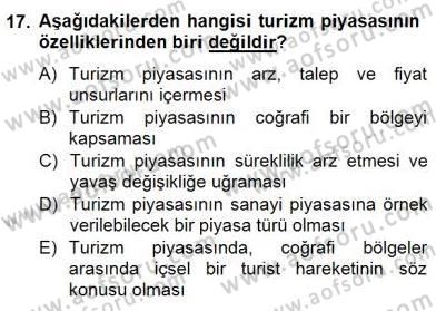 Turizm Ekonomisi Dersi 2014 - 2015 Yılı (Final) Dönem Sonu Sınav Soruları 17. Soru