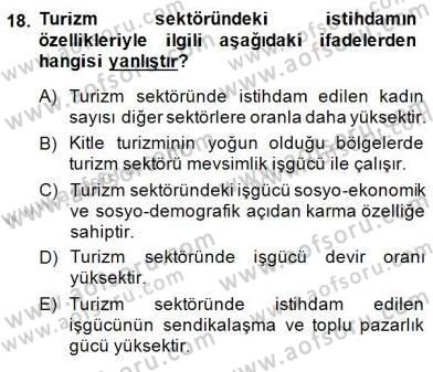 Turizm Ekonomisi Dersi 2014 - 2015 Yılı (Final) Dönem Sonu Sınav Soruları 18. Soru