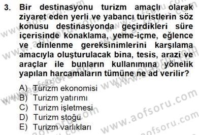 Turizm Ekonomisi Dersi 2014 - 2015 Yılı (Final) Dönem Sonu Sınav Soruları 3. Soru