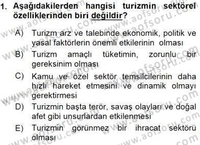 Turizm Ekonomisi Dersi Ara Sınavı Deneme Sınav Soruları 1. Soru