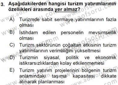 Turizm Ekonomisi Dersi Ara Sınavı Deneme Sınav Soruları 3. Soru