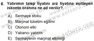 Turizm Ekonomisi Dersi Ara Sınavı Deneme Sınav Soruları 8. Soru