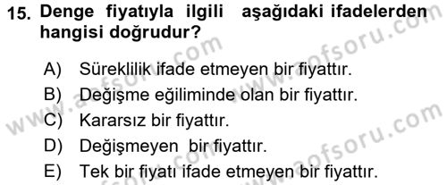 Turizm Ekonomisi Dersi Ara Sınavı Deneme Sınav Soruları 15. Soru