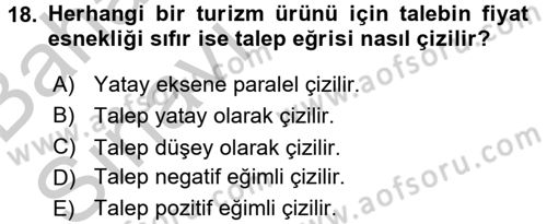 Turizm Ekonomisi Dersi Ara Sınavı Deneme Sınav Soruları 18. Soru