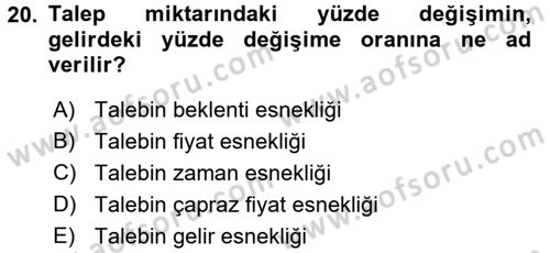 Turizm Ekonomisi Dersi Ara Sınavı Deneme Sınav Soruları 20. Soru