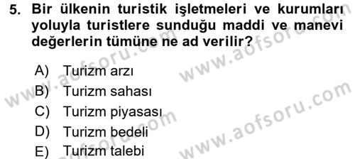 Turizm Ekonomisi Dersi Ara Sınavı Deneme Sınav Soruları 5. Soru