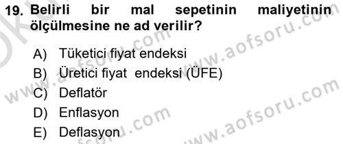 Turizm Ekonomisi Dersi 2020 - 2021 Yılı Yaz Okulu Sınav Soruları 19. Soru