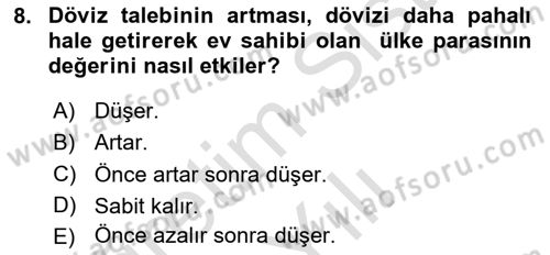Turizm Ekonomisi Dersi 2020 - 2021 Yılı Yaz Okulu Sınav Soruları 8. Soru