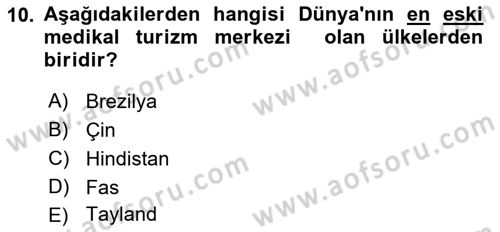 Turizm Ekonomisi Dersi 2021 - 2022 Yılı (Vize) Ara Sınav Soruları 10. Soru